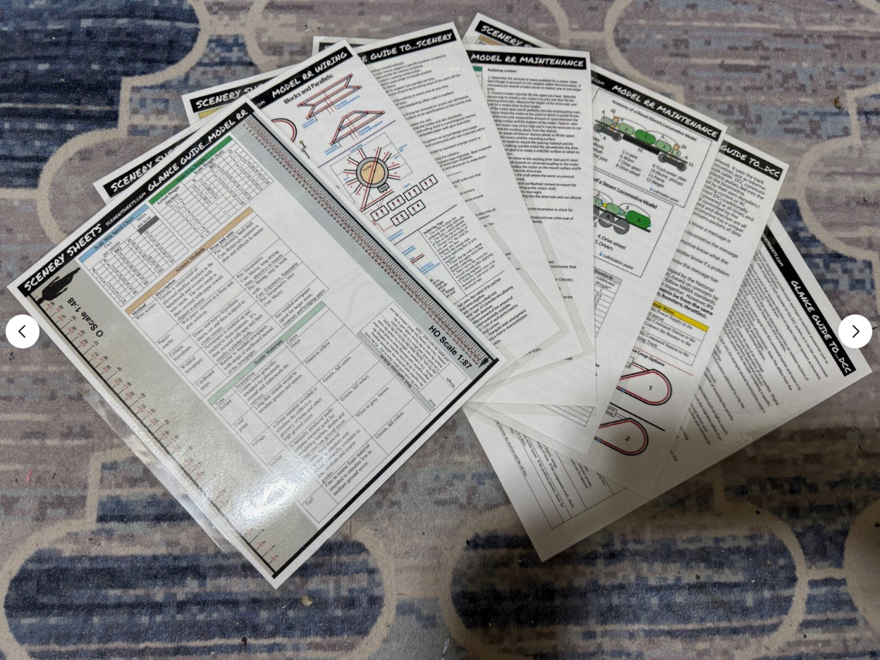 Model Railroad Laminated HO Scale Ruler & Reference Guide Cheatsheets - 7 Pages