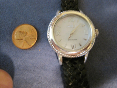 Ecclissi Sterling Silver Watch with Braided Band Ecclissi Sterling Silver & Brown Leather Braided Band 7.25  main image 3