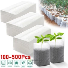 100-500Pcs Biodegradable Plant Grow Bags Non-woven Fabric Nursery Seedling Bag