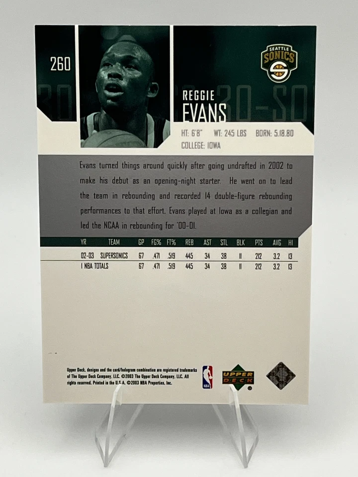 Reggie Evans 2003 Upper Deck #260 - Image 2 of 2
