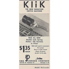 Klik Pioneer Company Vintage Print Ad Original 1954 Chicago Il Miniature Switch