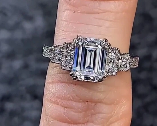 Emerald cut filigree engagement rings sale