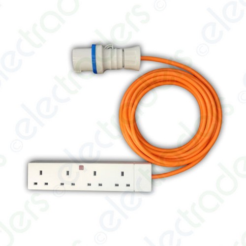 5 Metre Orange Hook Up / Extension Cable 1.5mm 16A Blue Plug & 4G