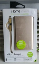 iHome 6,000mAh slim charge portable battery - Rose Gold - IH-PP3032AD - Lot of 2