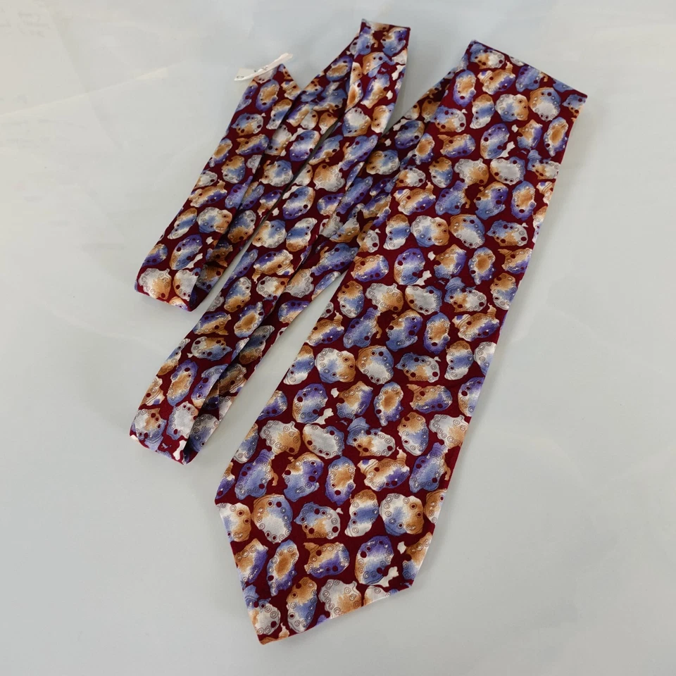 Галстук Foulard мужской красный бордовый акварель абстрактное искусство классический галстук HALSTON - Изображение 3 из 4