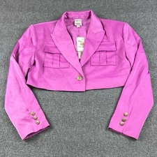 Jeanniemai x INC Pink Leather Button Blazer Womens Sz XS