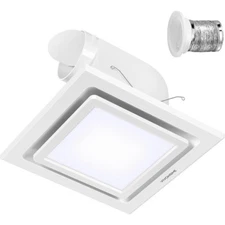 165 CFM Bathroom Exhaust Fan with 6500K LED Light & 4" Duct Hose 1.5 Sones Fan