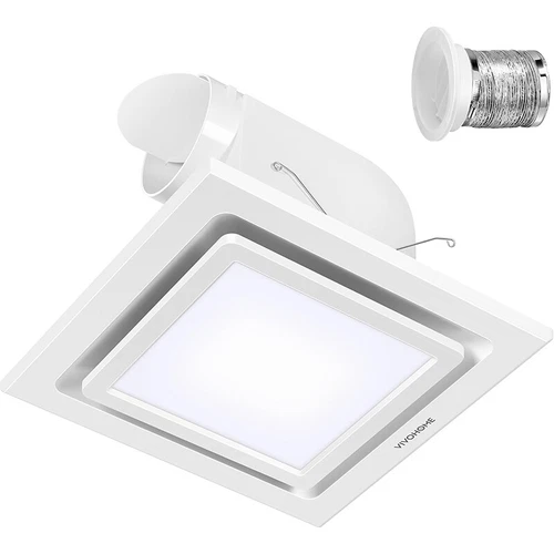 165 CFM Bathroom Exhaust Fan with Light 6500K LED Ceiling Mount 4" Duct 1.5 Sone