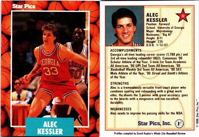 ALEC KESSLER RC Rookie 1990 Star Pics Basketball #32