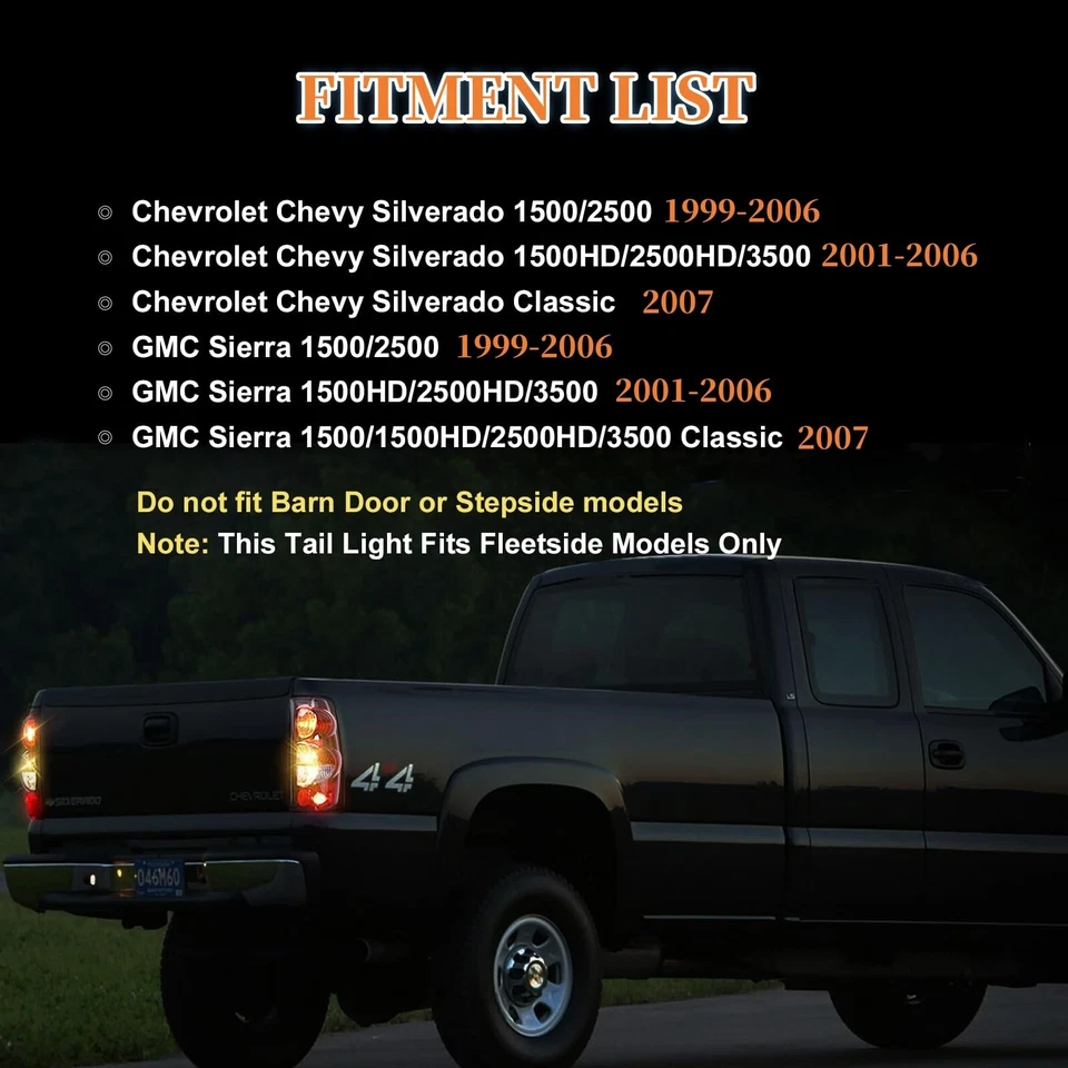 Tail lights for Chevy Silverado GMC Sierra 1500 2500 3500 1999-2007 OE Red Lens Foto 2 de 4