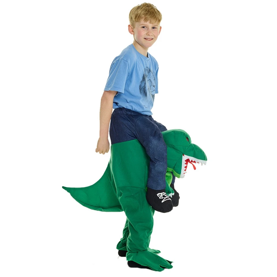 Disfraz de dinosaurio a cuestas T-Rex para niños 6-12 años paseo en Halloween para niños Foto 3 de 4