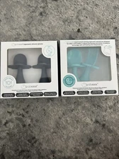 NWT Grabease Silicone Utensils Bundle Grey & Mint Spoons & Fork