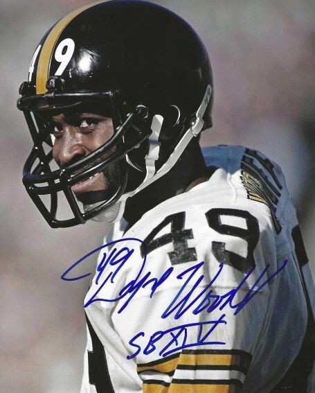 Signed DWAYNE WOODRUFF  "SB XIV" Pittsburgh Steelers 8x10 Photo w/Show Ticket