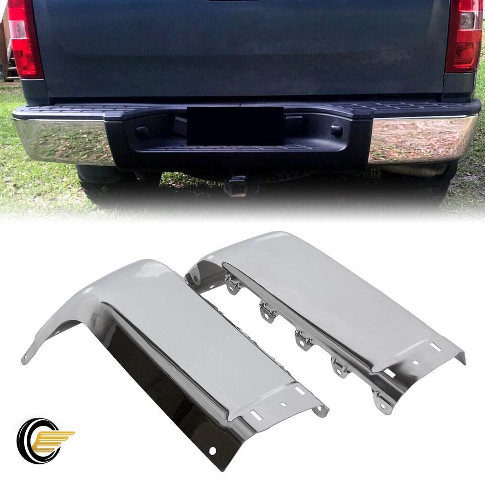 Rear Bumper End Caps Set For 2007-2013 Chevy silverado & GMC Sierra Rear Chrome - Image 4 of 4