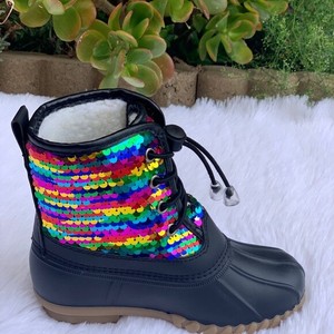 sequin duck boots