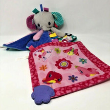 Taggies Elephant Lovey Security Blanket Plush Set Bright Start Set of Two