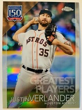 2019 Topps Chrome Update Series Justin Verlander 150 Years of Baseball Insert