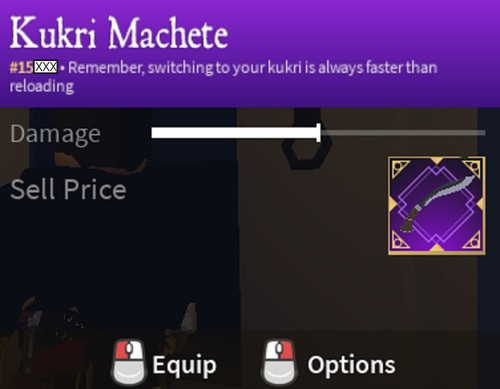 Kukri Machete Knife Weapon on The Wild West TWW Roblox game