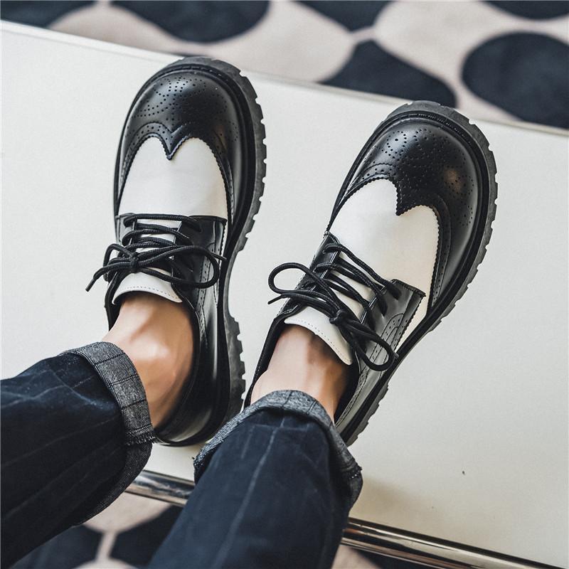 SAOLA Scarpe casual Oxford uomo British punta tonda abito piatto moda stringate plateau