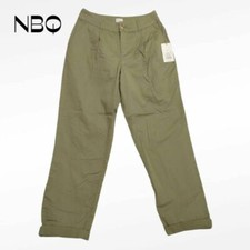 A New Day Womens Straight Leg Ankle Pants Parka Tan Stretch Pleated Front 2 New