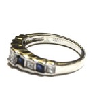 14k white gold .52ct SI1 VS2 H princess diamond sapphire gemstone band ring 2.1g — photo 6
