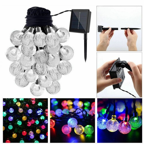 LED Kristall Kugel Solar Power Lichterkette 30" und 50" Garten Außen Deko - Bild 4 von 11