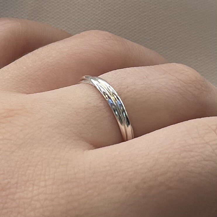 Anello Nuziale Forma A D Anello In Argento Sterling 925 A Forma Di D - Fede Nuziale Unisex, Tutte Le Taglie, Senza Pietre Fede Nuziale Argento 925 - Foto 2