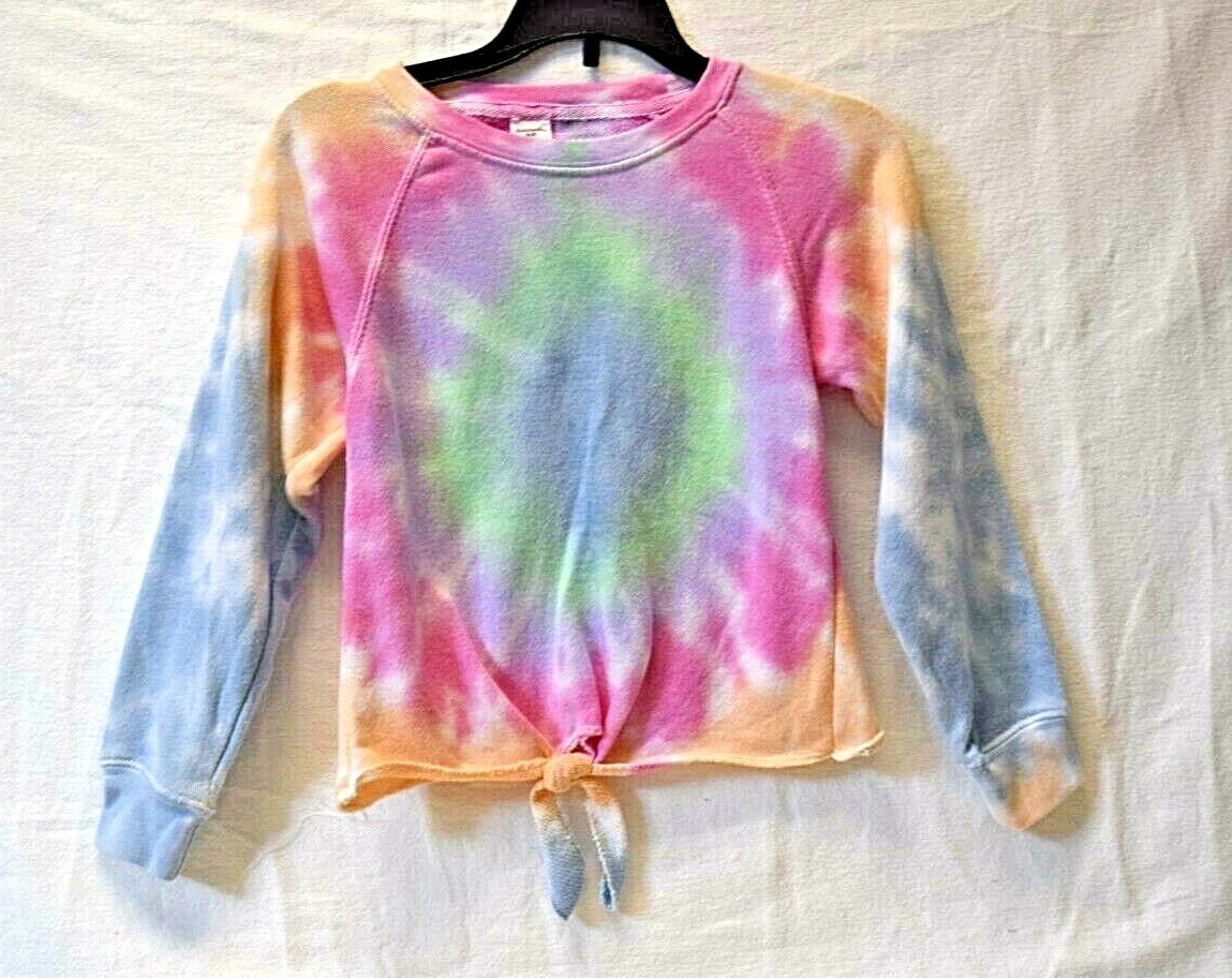 Child Blue Green Yellow Pink Tie Dye Sweatshirt Size S long sleeve - Main Image