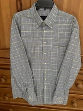 Scott Barber Shirt Mens L Black Green Orange Houndstooth Check Cotton Button Up