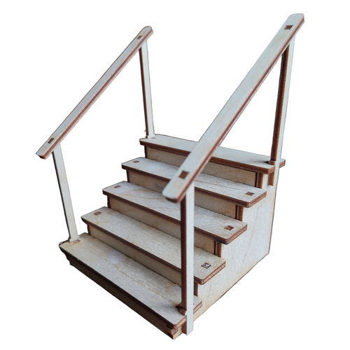 1:12 Miniatur Holztreppe Für Puppenhaus - Selbstmontage Mit Handlauf