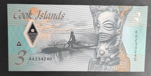 Iles Cook billets de 3 Dollars polymère 2021 P-11 Neuf ( UNC ) magnifique ! - Foto 2 di 2