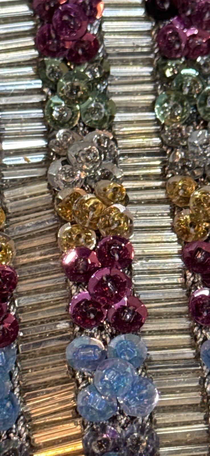 Vtg Multicolored Hand Beaded Sequined Evening Bag… - image 11