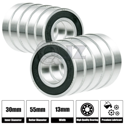 10x 6006-2RS Ball Bearing 30mm x 55mm x 13mm Rubber Seal Premium RS 2RS QJZ NEW