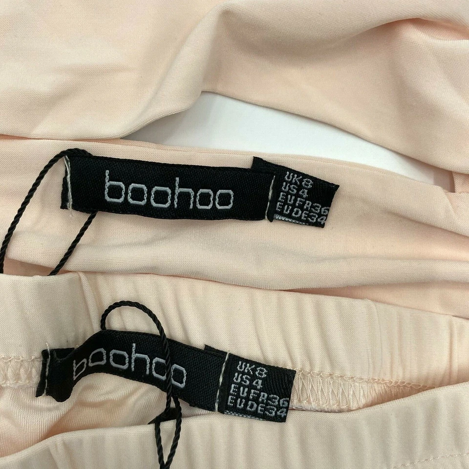 Boohoo Mujer Talla 4 Cintura Alta Panty Lencería Conjunto Desnudo Melocotón Foto 4 de 4