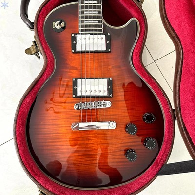 LP Custom Electric Guitar Mahogany Neck Dark Sunburst Maple Top 6 Strings