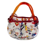 Vintage Art Glass Purse Vase Millefiori Murano Style Hand Blown Crystal