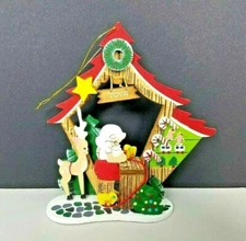Emgee Christmas Ornament Santa Toy Shop Wooden Wood Schmid Vintage 1983 Rare