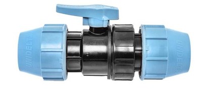 PP Kugelhahn m. beidseitigem Klemmanschluss Klemmverschraubung DVGW 16-40mm