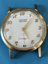 Gruen Precision Men's Watch Gold Tone Manual Wind Sub-Second Dial