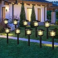 20 Pack Solar Pathway Outdoor Lights Waterproof IP55 House Shape Solar Walkwa...