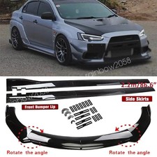 For Mitsubishi Lancer Evolution Front Bumper Lip Splitter Body Kit Side Skirts