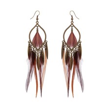 Orecchini pendenti moda donna vintage nappa orecchio lungo pendente (caffè)