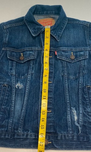Levi Strauss denim trucker jacket Youth Medium(10-12) distressed - Picture 10 of 12