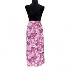 90s Sag Harbor Pink Rose Wrap Midi Skirt   Cottagecore FloralXXL