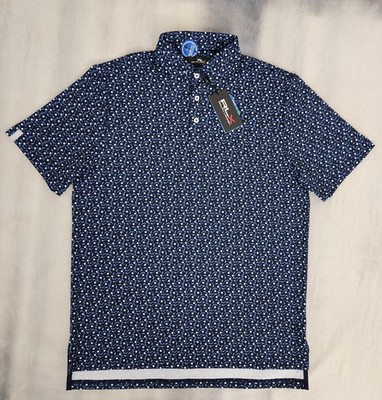RLX Ralph Lauren Performance Golf Navy Ball Print Polo Shirt Men