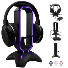 Gaming Headset Stand RGB Headphone Stand for Desk with Bungee and USB Hub ...