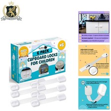 6-Pack Baby Safety Strap Locks - Cabinet Lock with Easy Installation