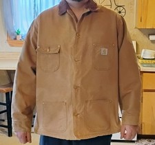 Vintage Carhartt Detroit Jacket Tan Duck Canvas Blanket Lined