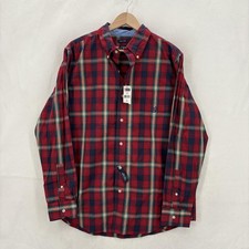 Chaps Shirt Mens Medium Red Plaid Long Sleeve Button Down Easy Care Casual NWT