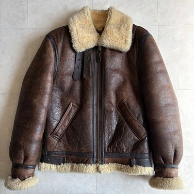 Schott B3 Shearling Flight Jacket Brown Leather USA Made Size 36